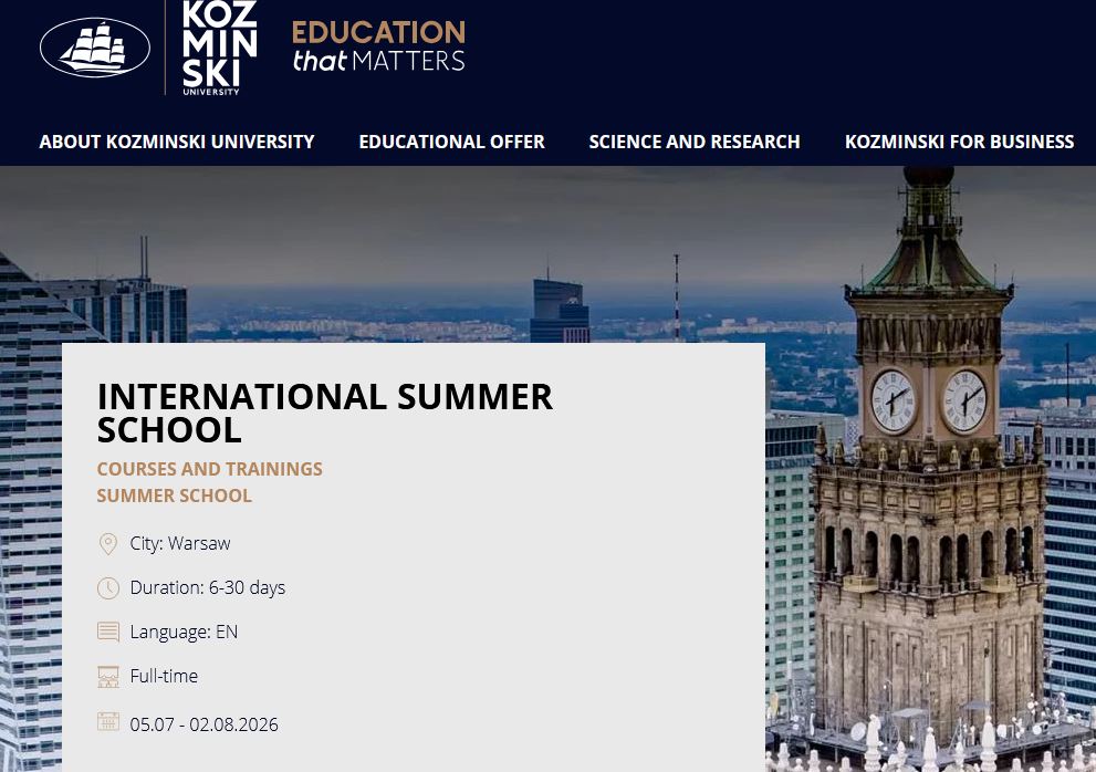 International Summer School 2026 at Kozminski