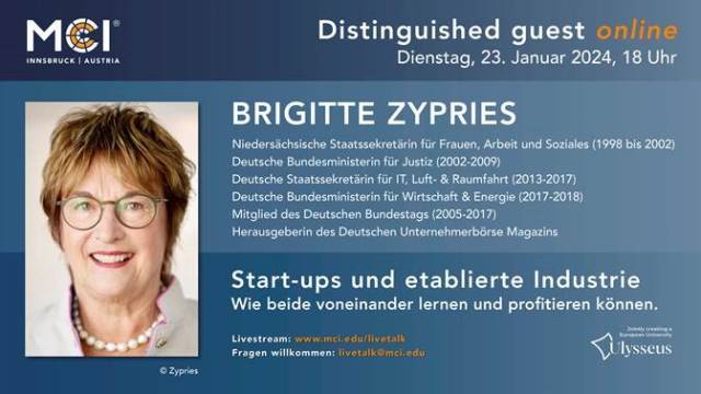 Distinguished Guest Online: BRIGITTE ZYPRIES