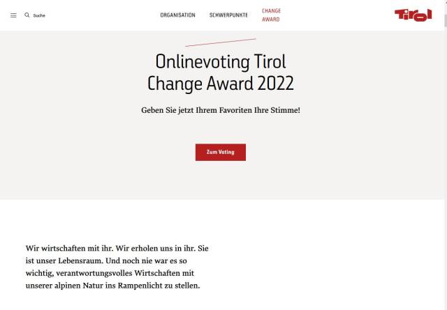 Onlinevoting Tirol Change Award 2022 