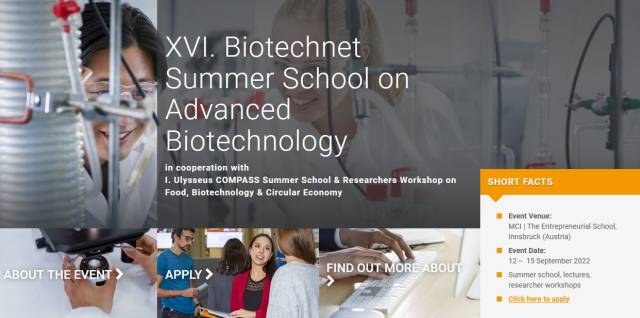 XVI. Biotechnet Summer School on Advanced Biotechnology